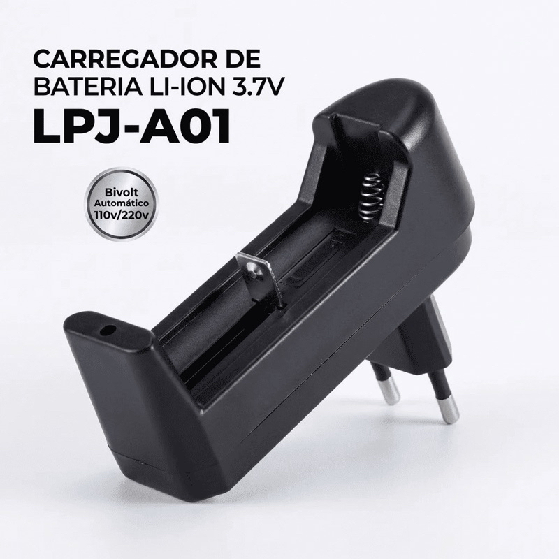 Carregador Bateria Lítio 18650 Luatek LPJ-A01 Bivolt LED Lanterna Tática 14500 16340