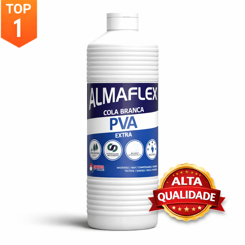 COLA BRANCA EXTRA PVA ALMAFLEX 1kg - 500g Mdf Marcenaria Madeira Pipa Tecido Slime Cascorez Papelão