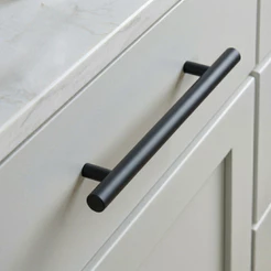 Kit 4 Puxador de Gaveta Móveis Armário Preto Fosco Aço Inox Redondo Haste