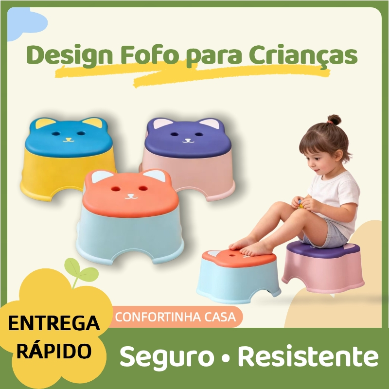 Banquinho Infantil Antiderrapante 50kg Plástico PP Seguro Resistente Design Fofo em Oferta na Shopee
