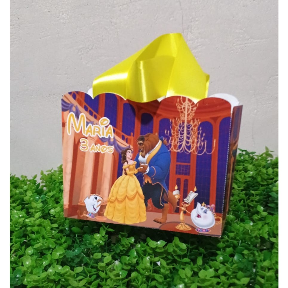 Sacolinha Personalizada Bela e a Fera Festa Infantil | Lembrancinha Aniversário | Fazemos Qualquer Tema