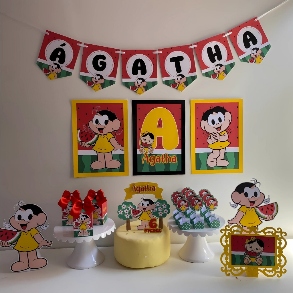 Kit Mesversário/ festa/ aniversário MAGALI Personalizado | Festa Só Bolinho | Caixa | Lembrancinha