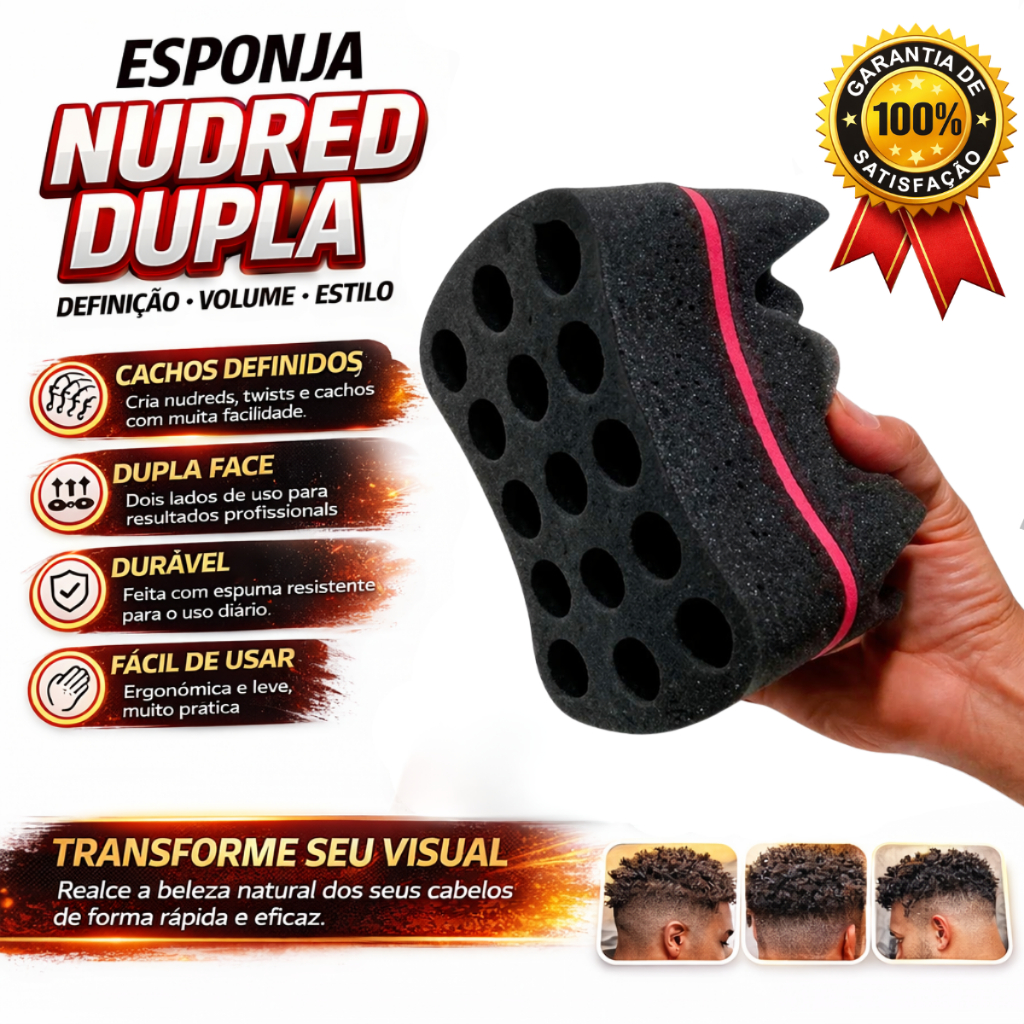 01 Bucha De Cabelo Nudred  Esponja Dread Turbo Dupla.