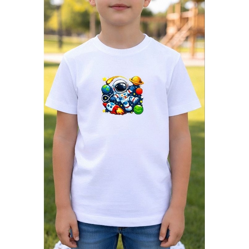 Camisetas Infantil Menino Estampas Sortidas Astronauta - 100% Algodão Confortável