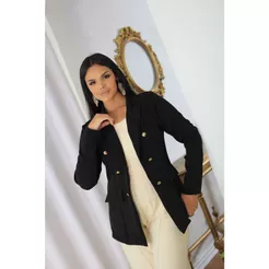 Blazer Feminino Casaquinho Alfaiataria Maxi Longo Sobretudo Casaco Social Com Botão Moda Elegante