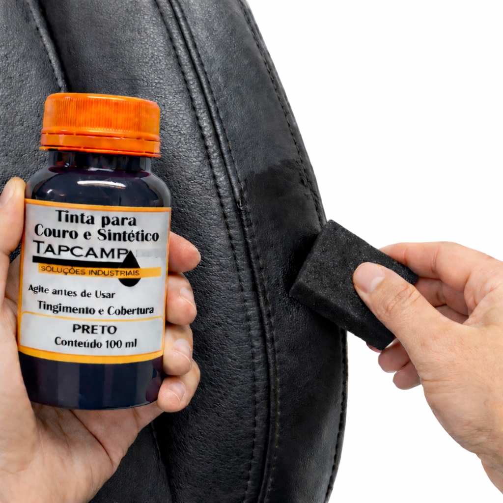 Tinta Couro Preto Semi Brilho Restaura Sapato Bota banco de carro 100ml — imagem 2 de 2