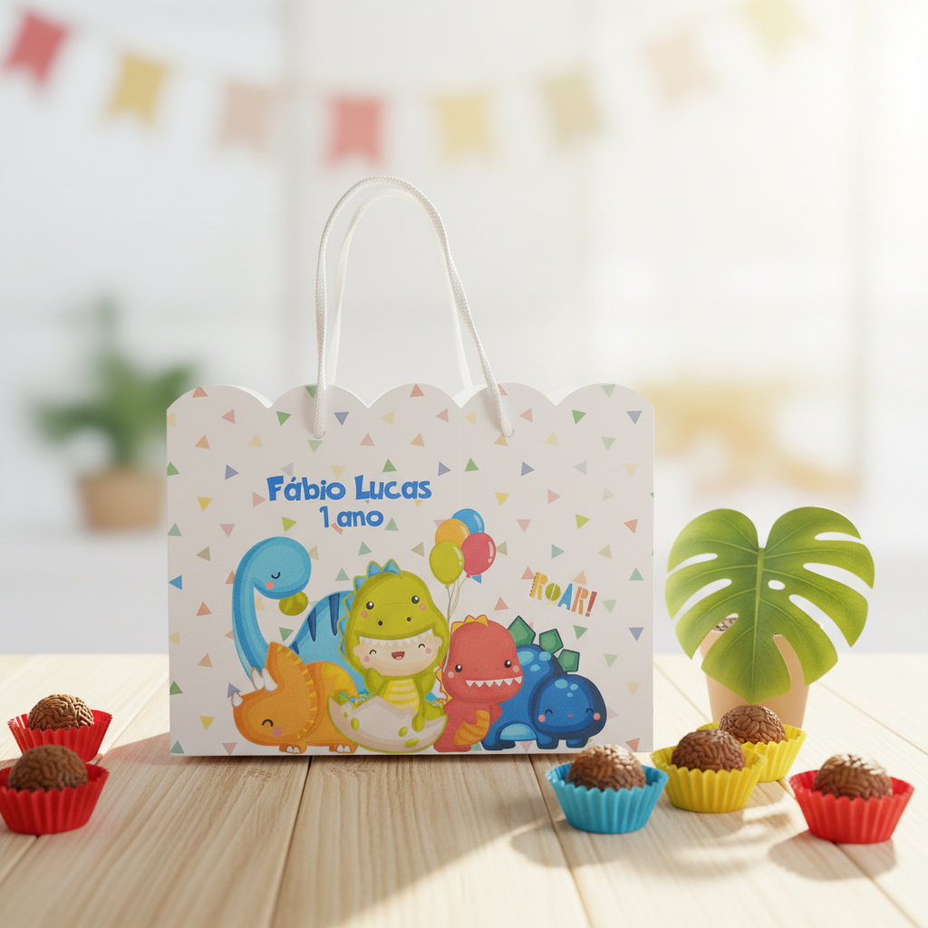 Sacolinha Personalizada Dinossauro Baby - Dino - Lembrancinhas - Festa - Aniversário