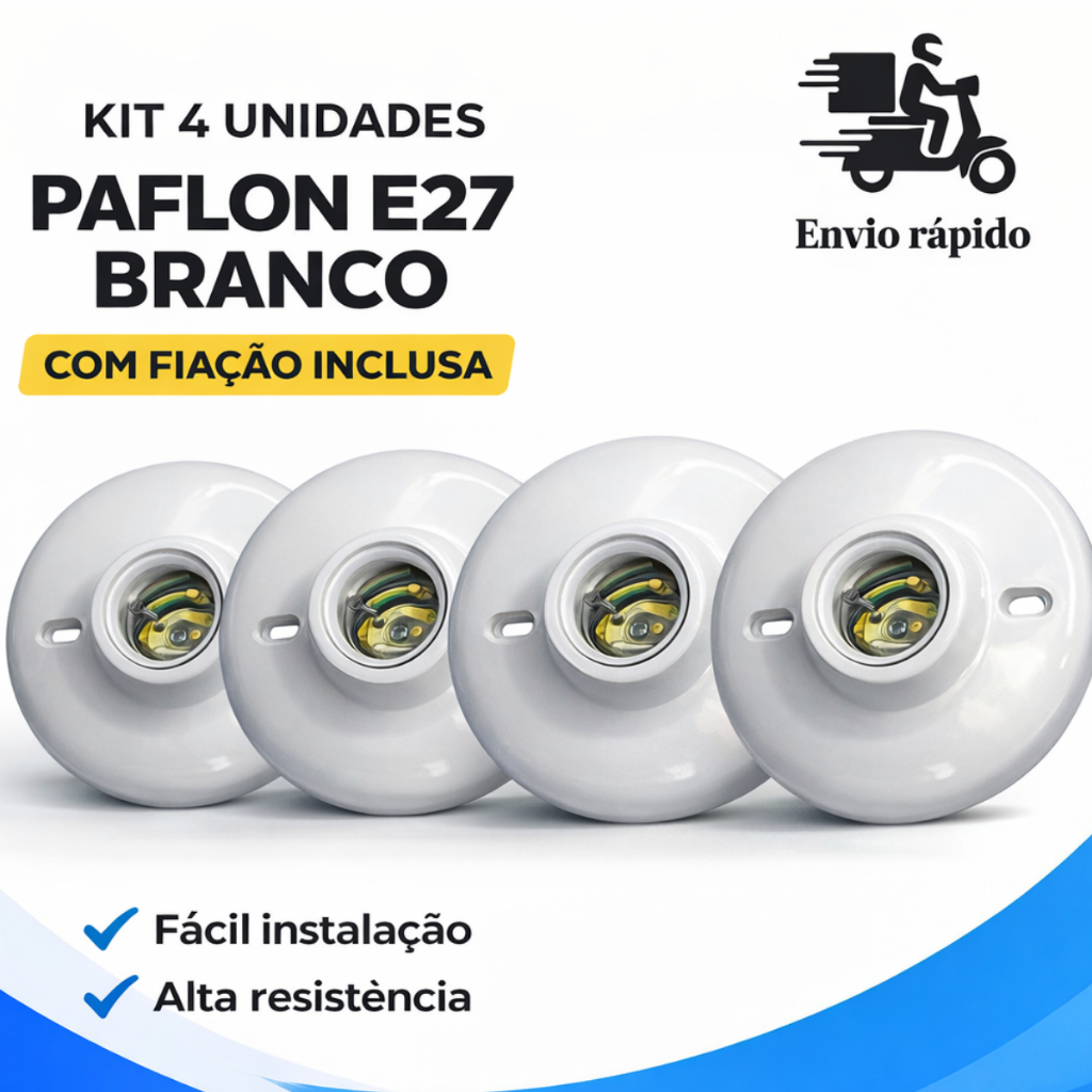 Kit 4 Plafon Simples Branco Soquete E27 – Base para Lâmpada Teto/Parede | Fácil Instalação