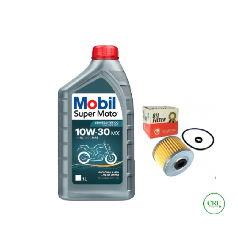 Kit Óleo Mobil 10w30 + Filtro de óleo com anéis de vedação - Sahara 300/  Twister 250 / CB 300 / XRE 300