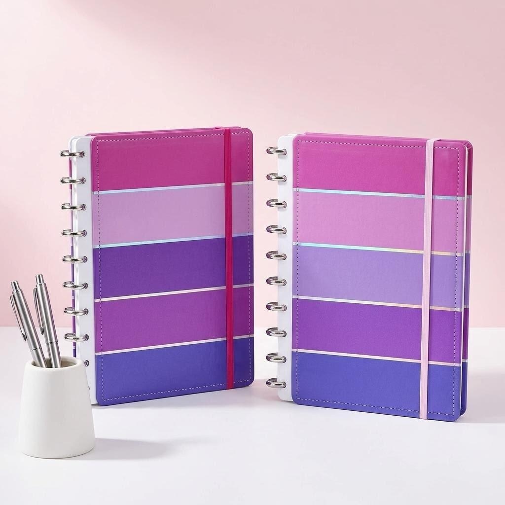 Caderno Inteligente B5 Universitário | Discos Metálicos | Capa Dura Costurada | 80 Folhas