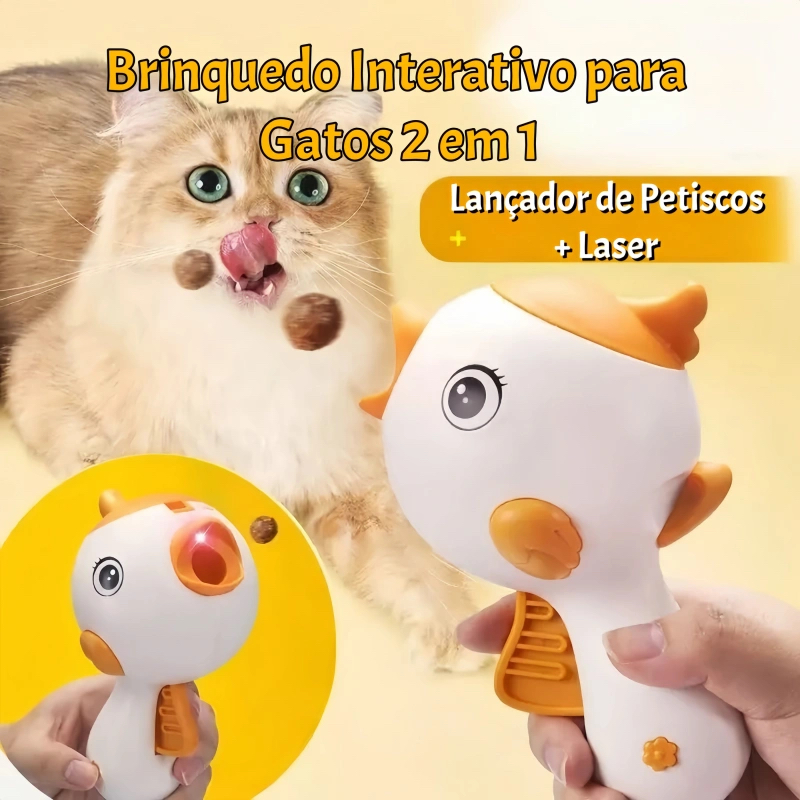 Brinquedo Interativo Gato Laser + Lançador de Petiscos 2 em 1 | Anti Ansiedade Pet
