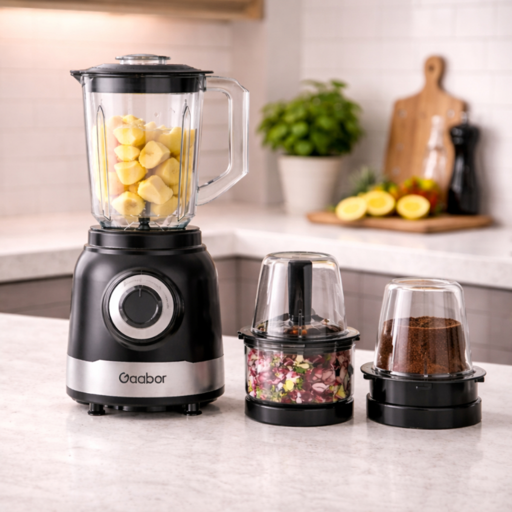 Liquidificador 3 em 1 Gaabor 1000W Copo 1,6L Processador Triturador Potente 110V