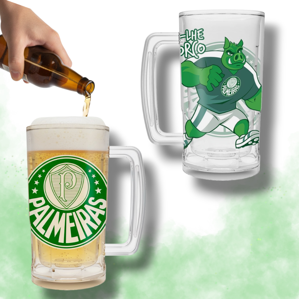 Caneca Chopp Helsim Palmeiras 450ml Policarbonato Transparente Palmeiras - Dalhe Porco