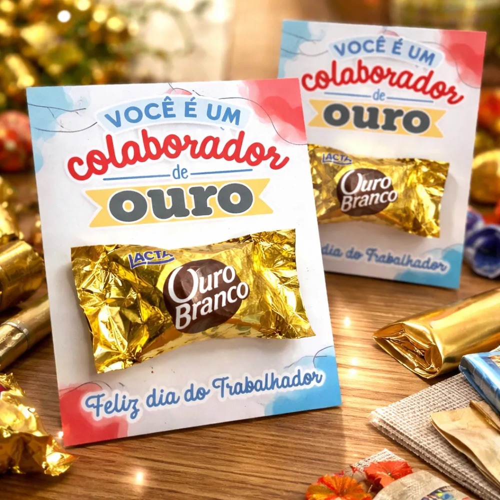 Cartões Para Chocolate Prestígio Cliente especial Mimo Empresas Dia do trabalho Igrejas