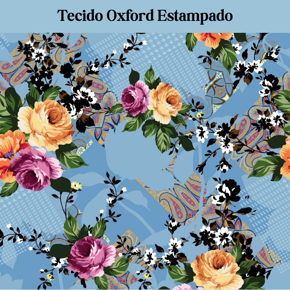 Tecido Oxford Estampado Floral 1 a 4 Metros 1,50m Largura Caimento Perfeito Fluido Resistente e Leve