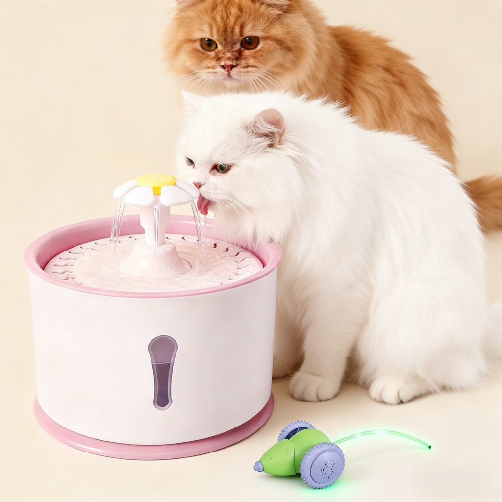 Bebedouro Gato Fonte de Água Automático Elevado com Filtro 3 Estágios Silencioso Nível Visível USB para Cães e Gatos