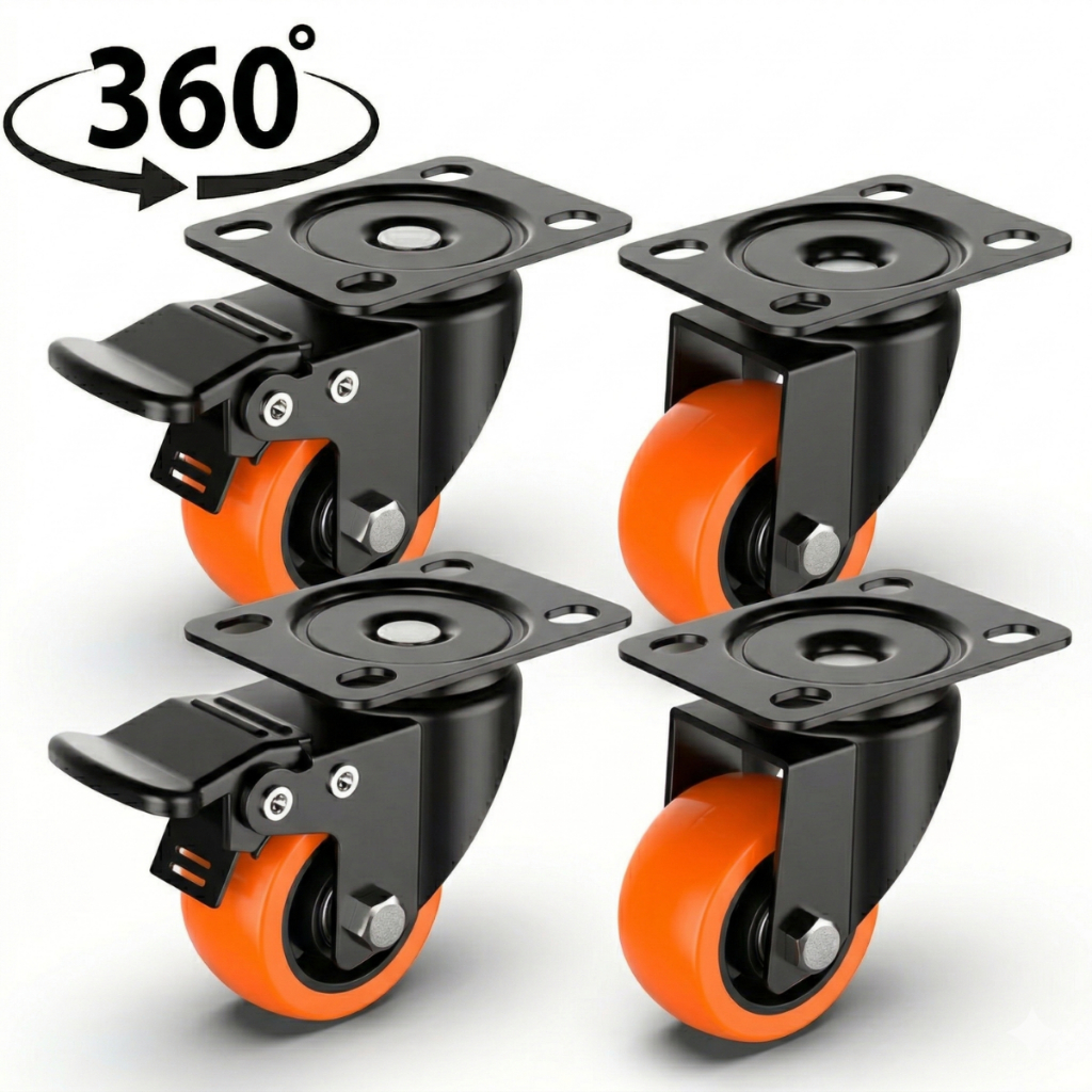 Jogo Kit 4 Rodinha Roda Para Móveis Giratória Reforçada Freio Trava 50mm 400kg