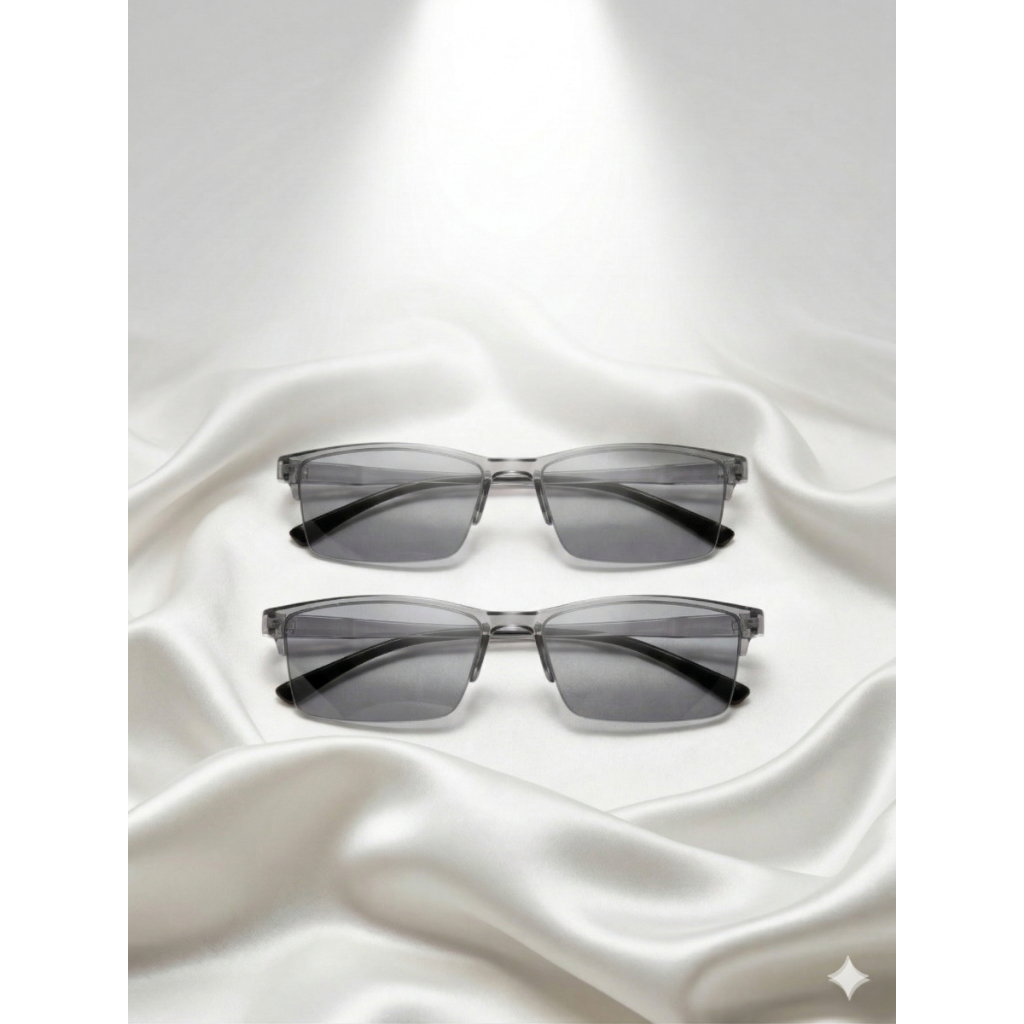 Kit com 2 óculos Unissex “Zoom Automático Premium – Cinza” “Olhar Moderno”