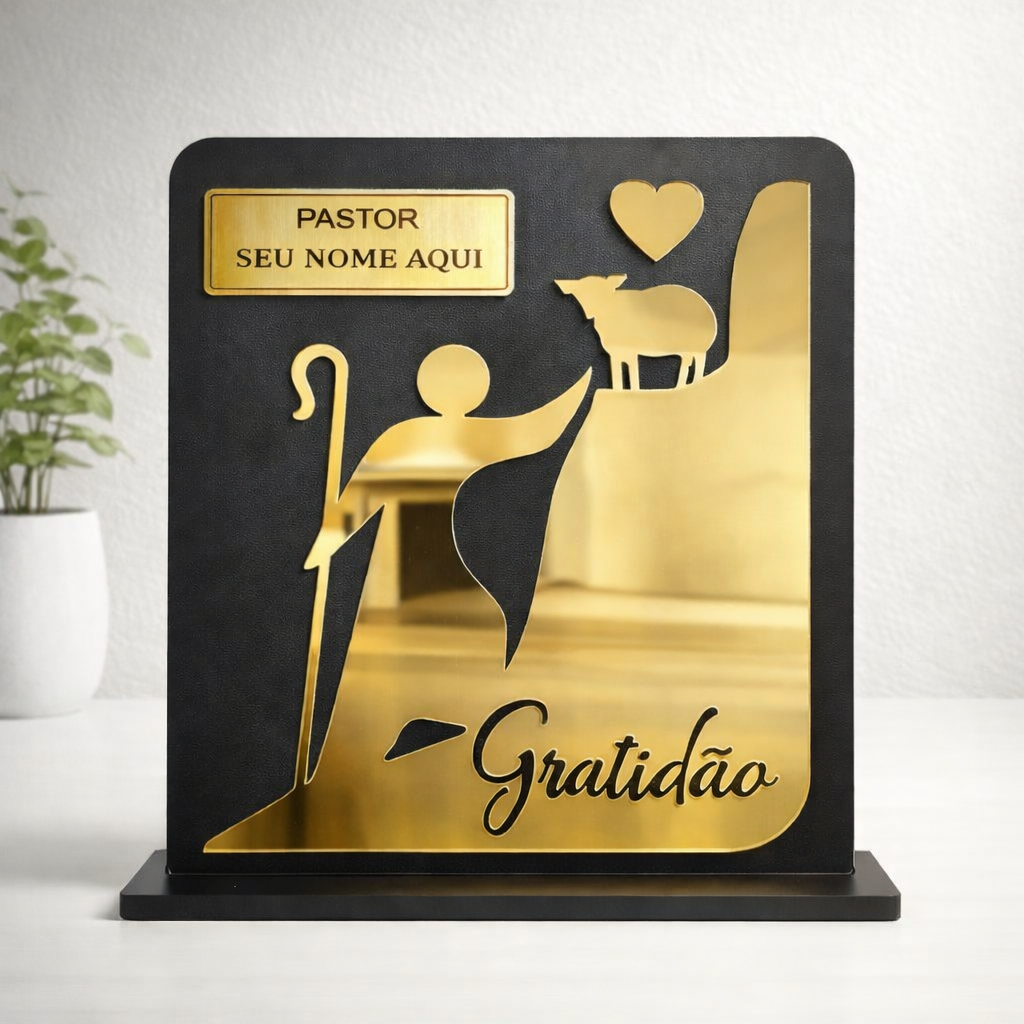 Placa Troféu Personalizado Para Pastor Bispo Gratidão em Acrílico Ministério Igreja Cristã