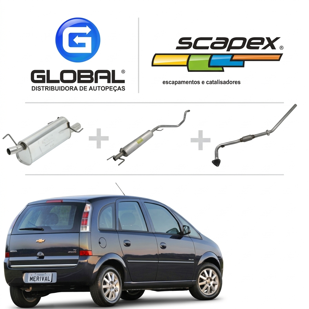 Kit Silencioso Escapamento Completo Meriva 1.4 1.8 Scapex