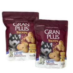 Biscoito Gran Plus Cães Filhotes Sabor Leite 250g - 2 Unidades