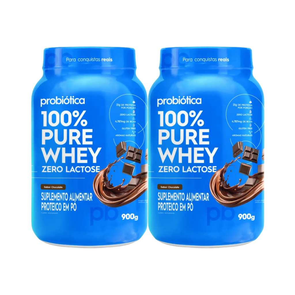 2x Whey Protein 100% Pure Zero Lactose 900G - Probiótica