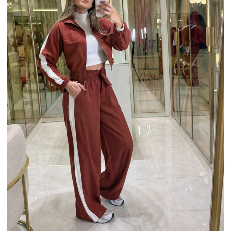 Conjunto Feminino Confortável e Estiloso Alfaiataria  Jaqueta Calça Moda Casual