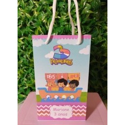 PEGUE E MONTE – Sacolinha 3 Palavrinhas Rosa Menina Personalizada Lembrancinha para Festa Tamanho P