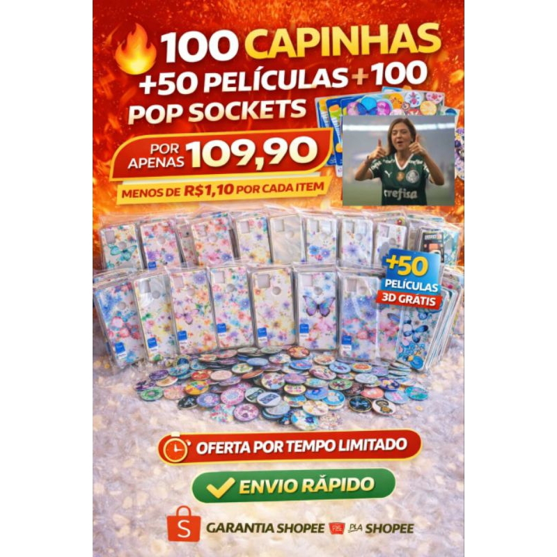 LOTE 100 Capinhas para revenda | Capinhas no Atacado BARATO | Kit de capinhas para revenda