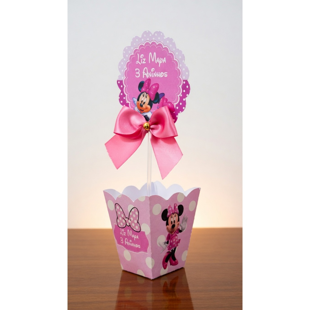 KIT de 10 - 25 Centros de Mesa, Cachepó Personalizados, Tema Minnie Mickey , Kit Festa / Lembrancinha/enfeite de mesa