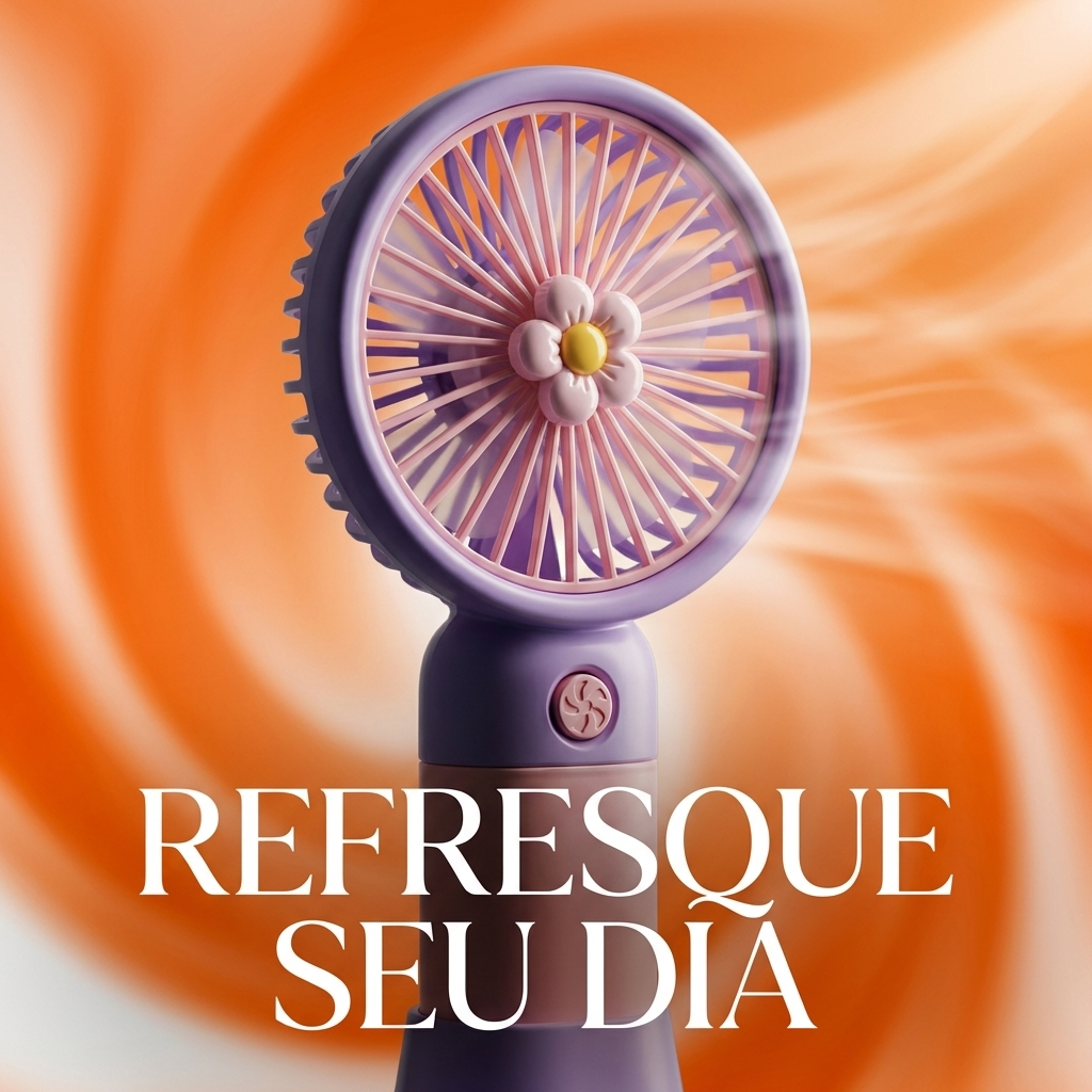 Mini Ventilador Portátil USB Recarregável Ventilador de Mão com Base Silencioso Compacto Ventilador Pequeno Mesa Bateria