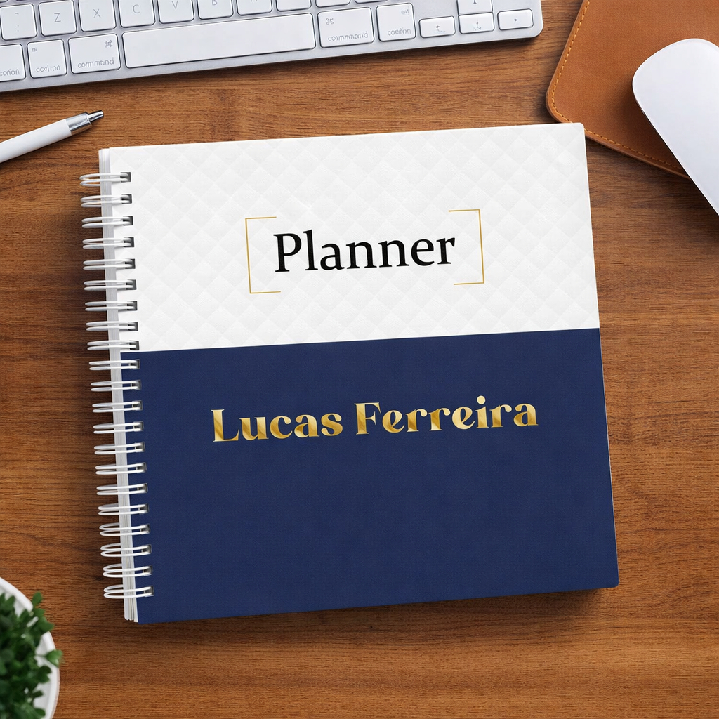 Planner Personalizado 2026 - Agenda com Nome Capa Dura | Planner Masculino Elegante