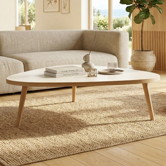 Mesinha Orgânica de Centro Moderna Para Sala Pés Madeira