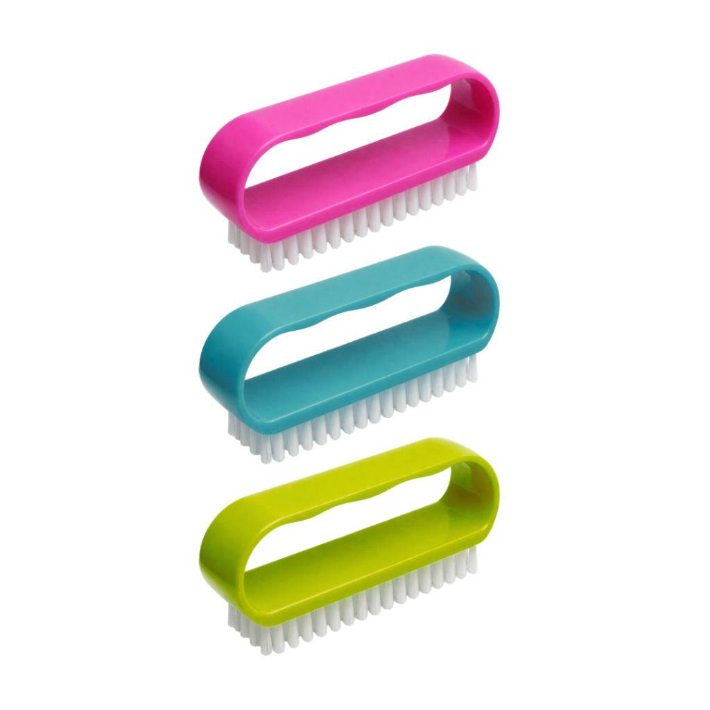 Kit 3 Escova Limpa Unhas Manicure Pedicure Higiene Pessoal Escovinha de Unhas Plástica Limpeza Mãos