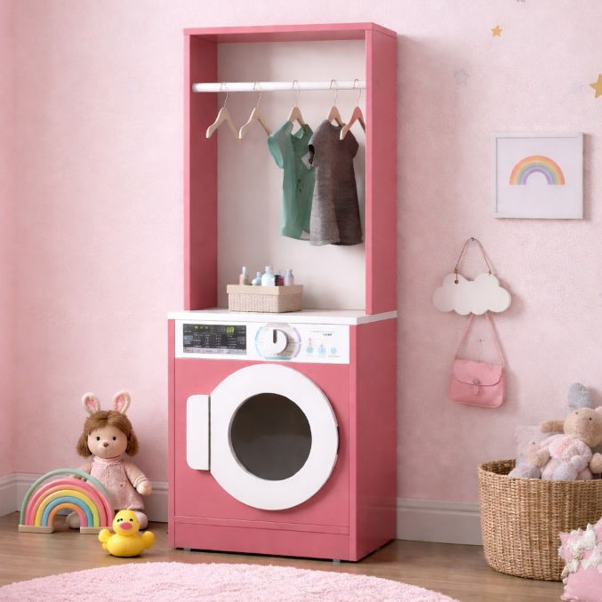 Lavanderia Infantil Diana Máquina de Lavar com Cabideiro MDF Cores em Oferta na Shopee