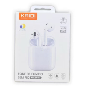 Fone Estilo AirPods Sem Fio Tws Bluetooth 5.4 Original HIFI IPX4 A Prova Da agua —KAIDI KNC5601/5602/5603