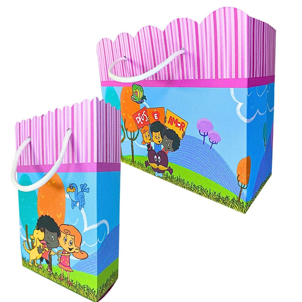 Sacolinha Tres Palavrinhas Rosa Sacolinhas para Lembrancinha de Aniversário Infantil Menina Sacolas Bolsinha