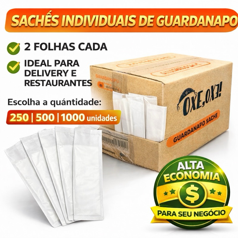 Guardanapo Sachê de Papel Embalado 30x14 250 500 e 1000 Unidades