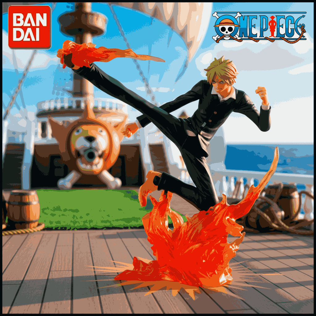 Boneco Sanji One Piece Figure Action Perna Negra Vismoke Chapéu de Palha
