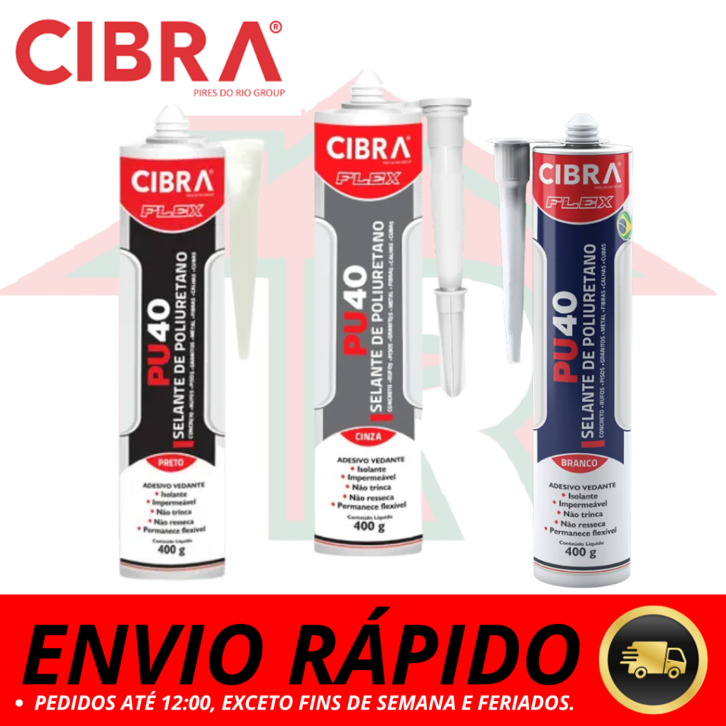 PU 40 Cola Selante Para Vedação 400g Branco, Cinza, Preto Cibraflex