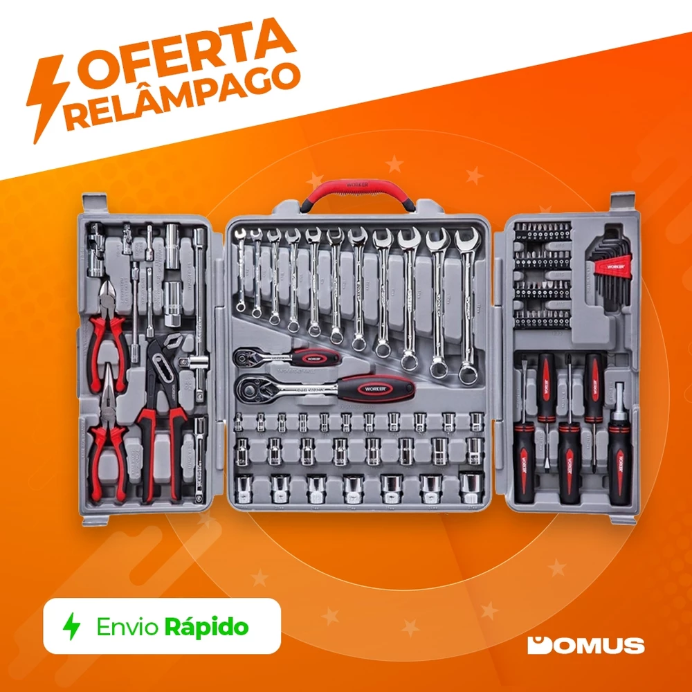Jogo de Ferramentas Worker 110 Peças com Maleta e Soquetes