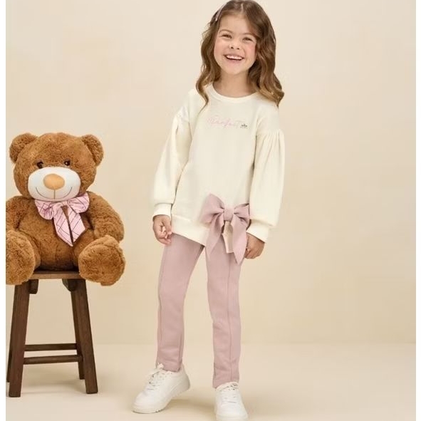Conjunto feminino infantil de inverno, quentinho, confortável, lindo e delicado