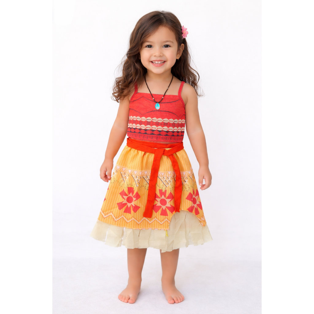 Fantasia Princesa MOANA Infantil Aniversário com Colar