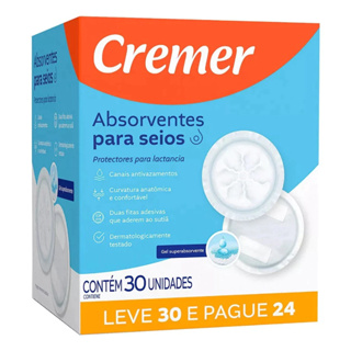 Absorvente De Seios Cremer 30 unidades - Absorventes Para Seios Cremer em Oferta na Shopee