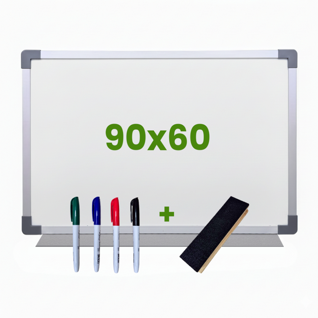 Lousa Escolar Quadro Branco Moldura MDF Aluminizado 90x60