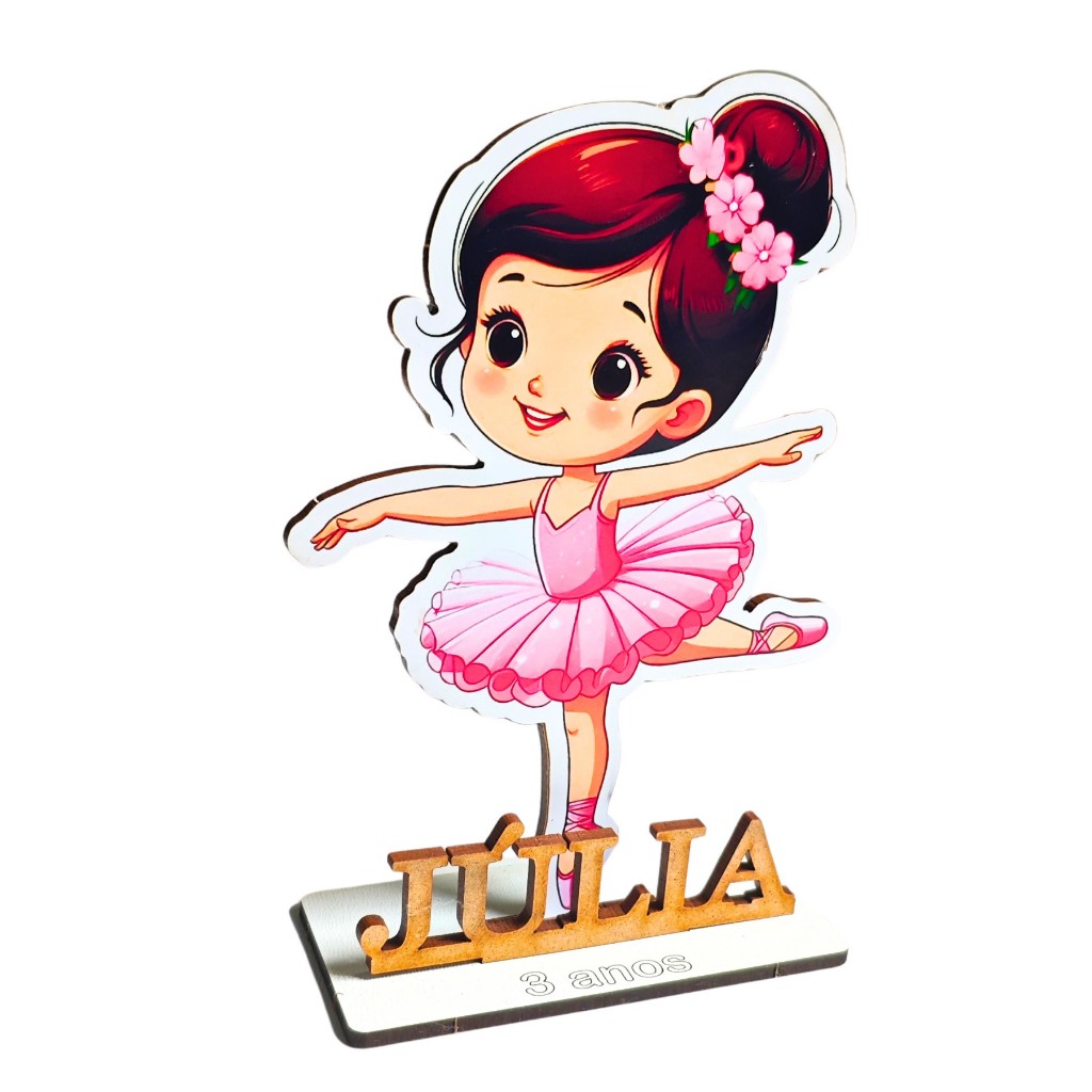 Centro de Mesa Bailarina Lembrancinha em MDF Personalizado Aniversário Festa