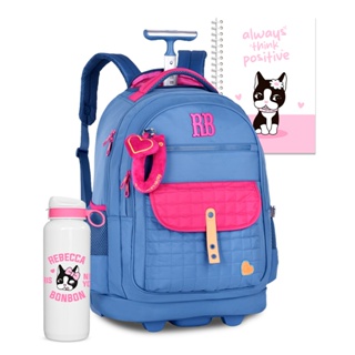 Mochila Carrinho Rebecca Bonbon RB Rodinhas Escolar Juvenil Alças Costas Feminina Chaveiro Pelúcia em Oferta na Shopee