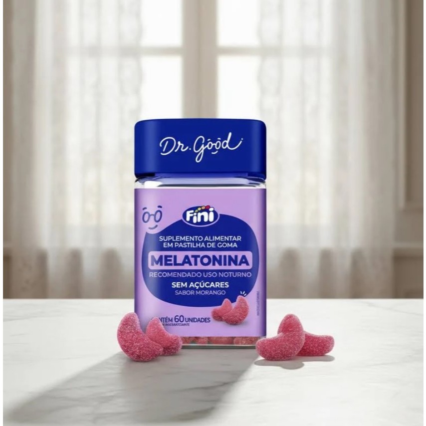 Melatonina Gummy Dr. Good 60 Unid Sabor Morango Sem Açúcar