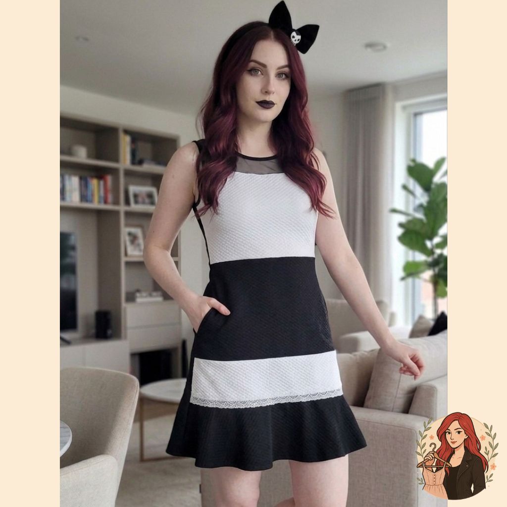 Vestido preto e branco - Maria Valentina - Tamanho M - Brechó / Desapego