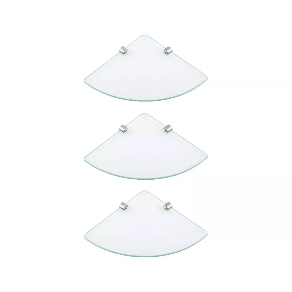 kit 3 Prateleira De Vidro Cantoneira Com Suporte Em Metal Vidro 6mm